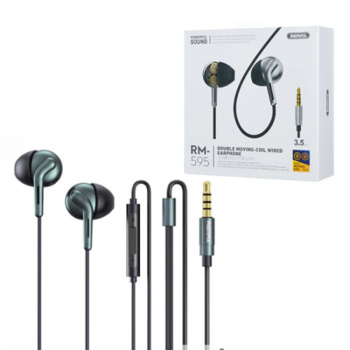 Remax RM-595 Double Moving Coil 3.5mm Earphone Black