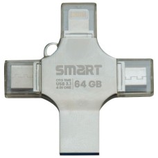 SMART SM8 64GB SuperFast 4-in-1 Metal Body Mobile Disk Drive