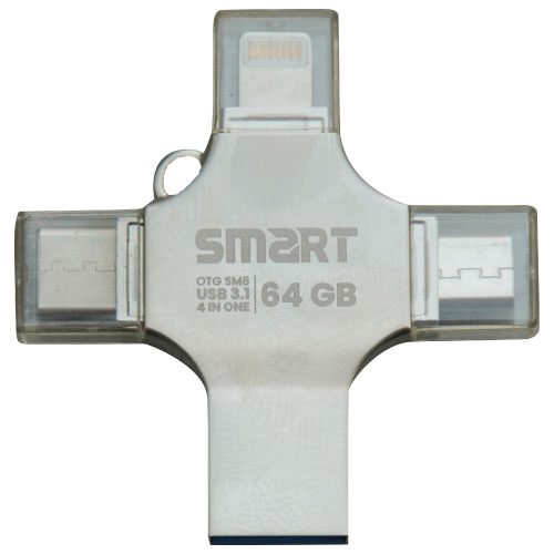 SMART SM8 64GB SuperFast 4-in-1 Metal Body Mobile Disk Drive