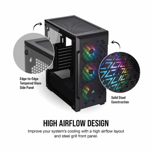 Corsair iCUE 220T RGB Airflow Mid-Tower (Tempered Glass Side Window) Black Gaming Case