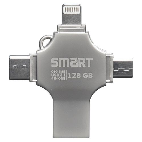 SMART SM8 128GB SuperFast 4-in-1 Metal Body Mobile Disk Drive