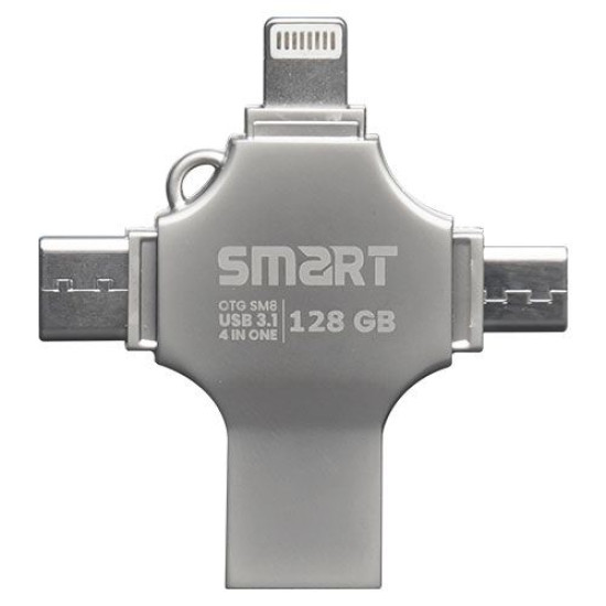 SMART SM8 128GB SuperFast 4-in-1 Metal Body Mobile Disk Drive