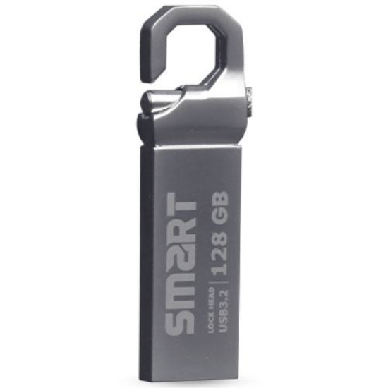 SMART Lock Head 128GB Metal Body USB 3.2 Silver Flash Drive