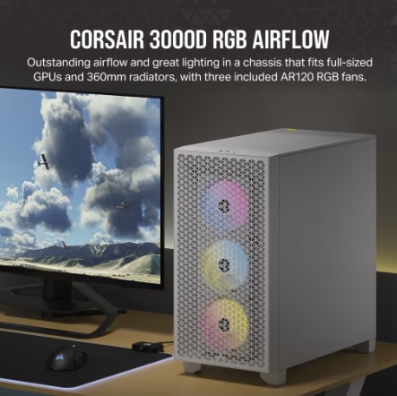 Corsair 3000D RGB AIRFLOW Mid-Tower PC Case White